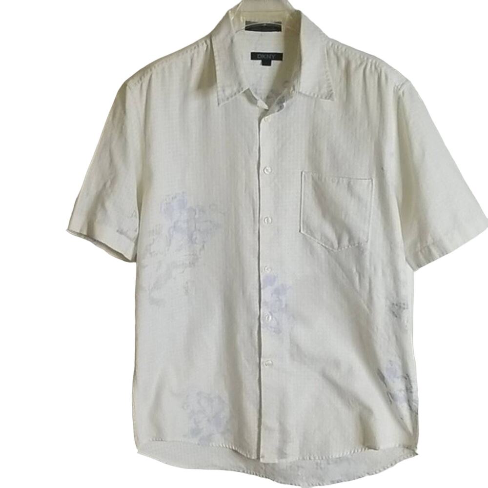 $10 Sale DKNY White with Blue Detail Button Down Shirt